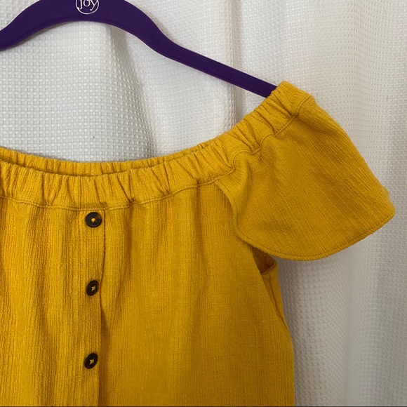 Madewell Off the Shoulder Button Front Top - Picture 6 of 7